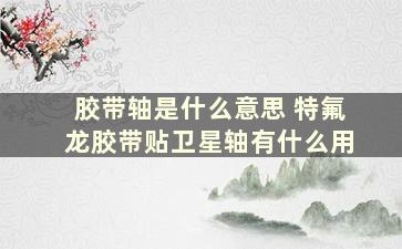 胶带轴是什么意思 特氟龙胶带贴卫星轴有什么用